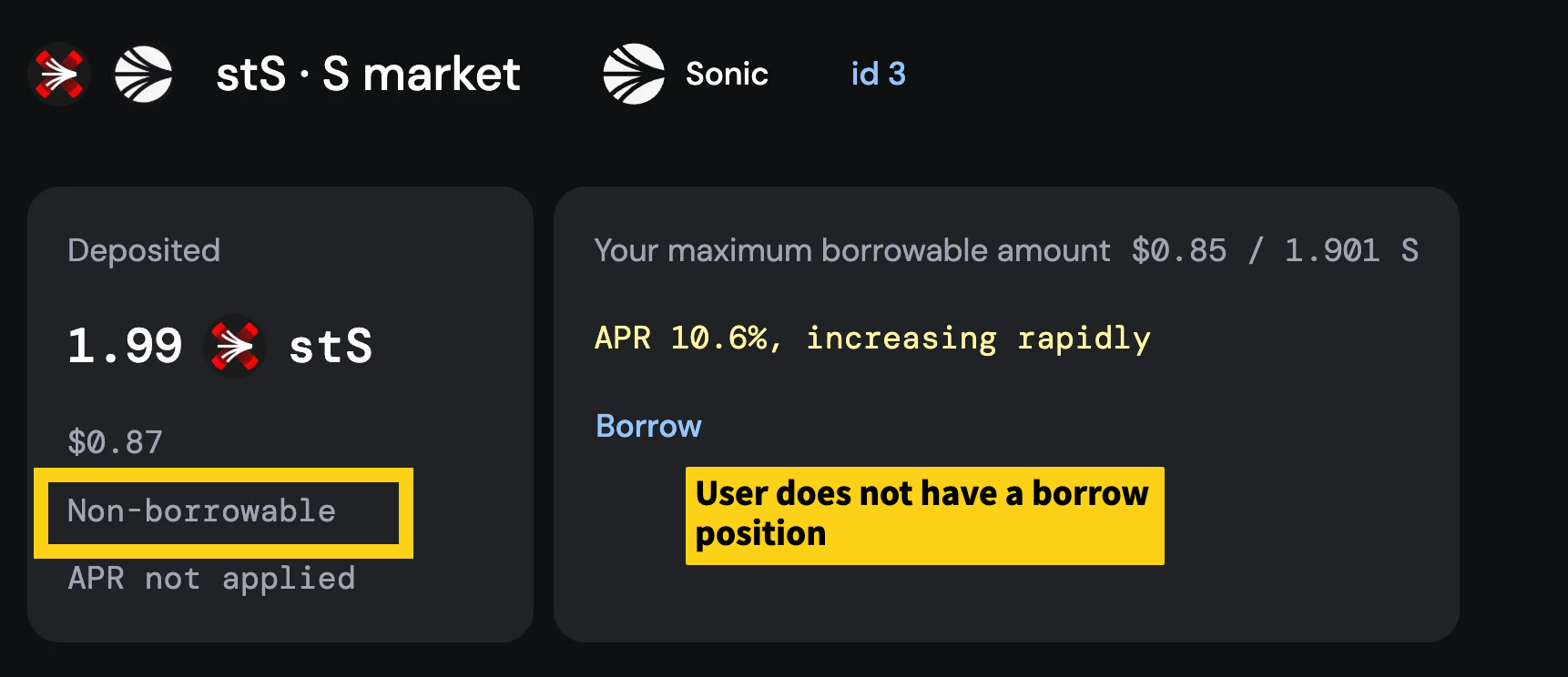 Non-borrowable deposit example