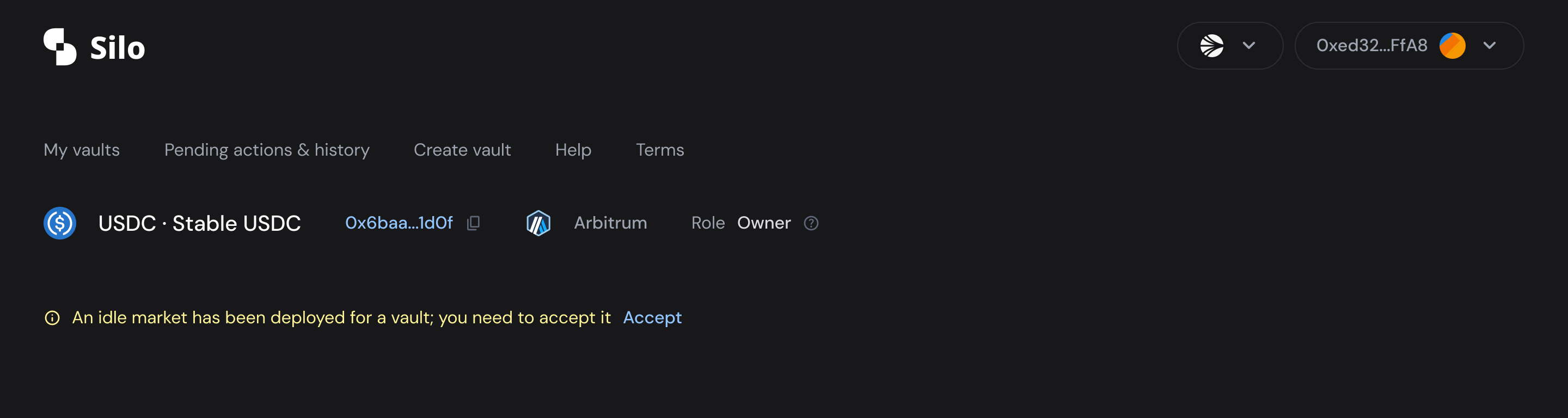 Accept Idle Market to a vault