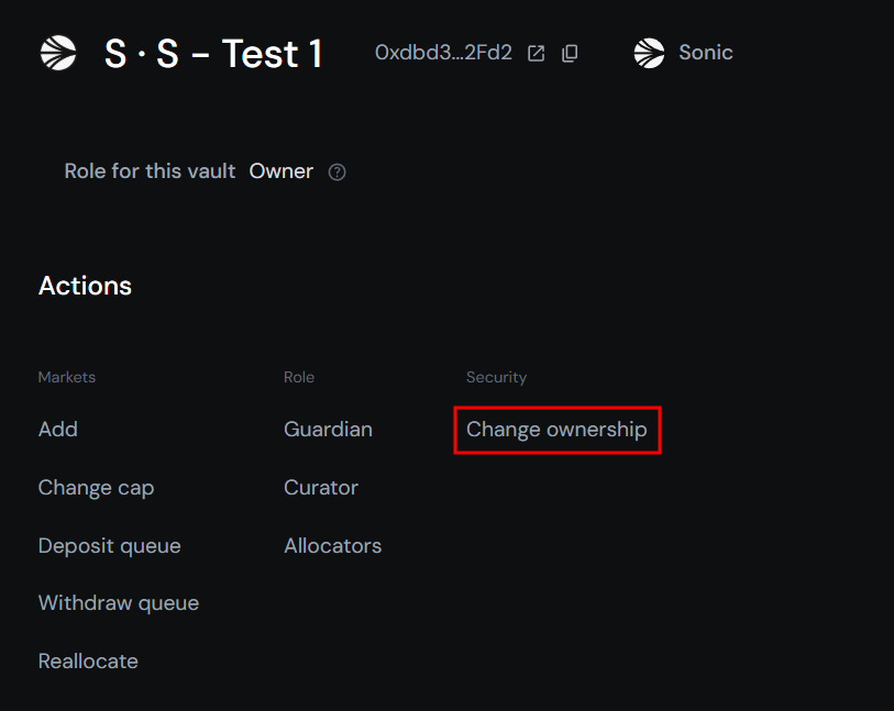 Actions - Change Ownership