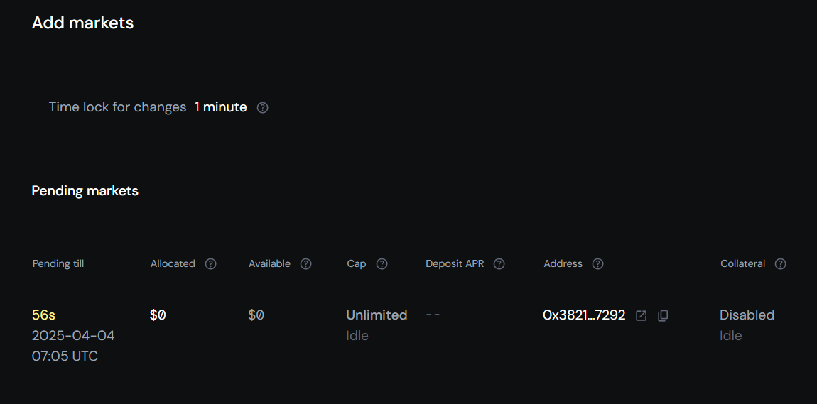 Add market confirmation