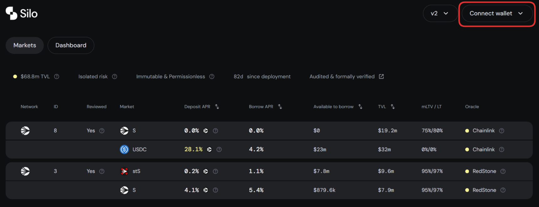 Connect a wallet button position