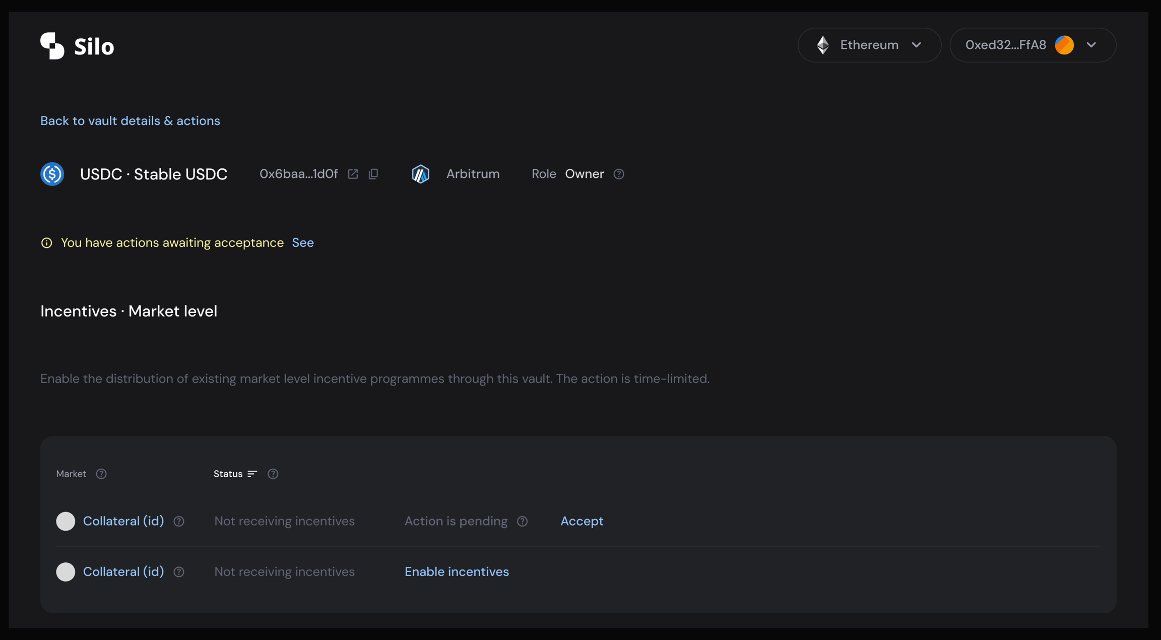 Incentives - execute transaction