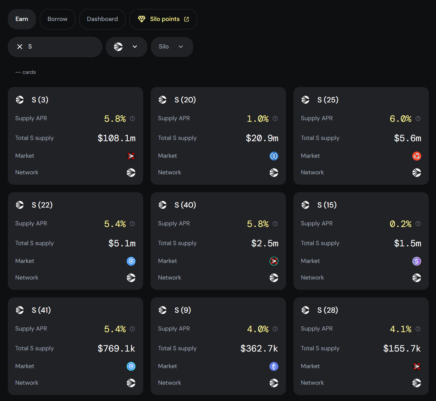 Different options to deposit $S