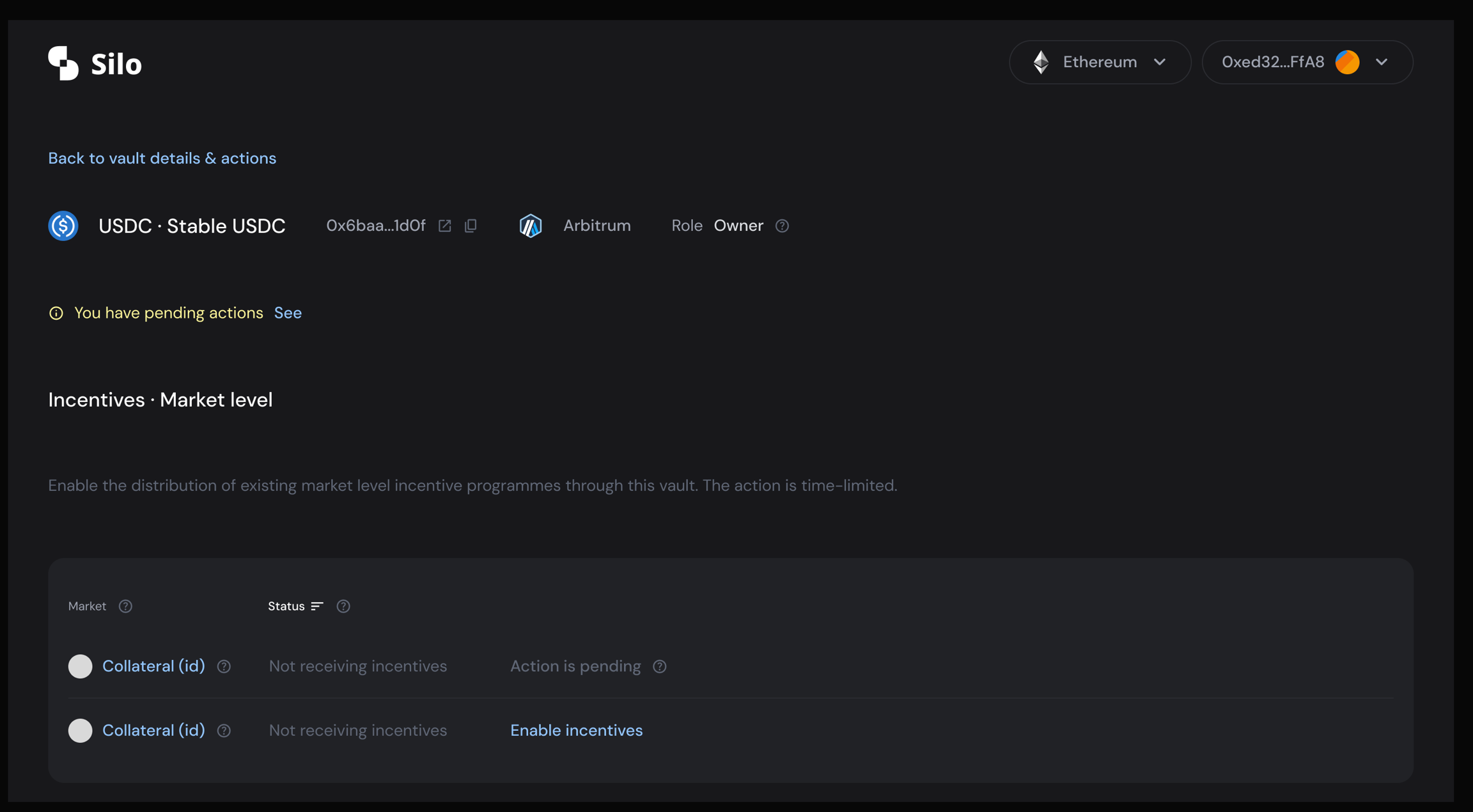 Incentives - pending transaction